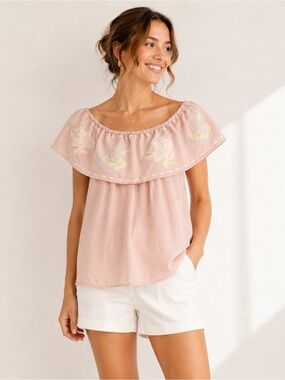 🎉5 for $45🎉 Miami embroidered top blouse shirt size S